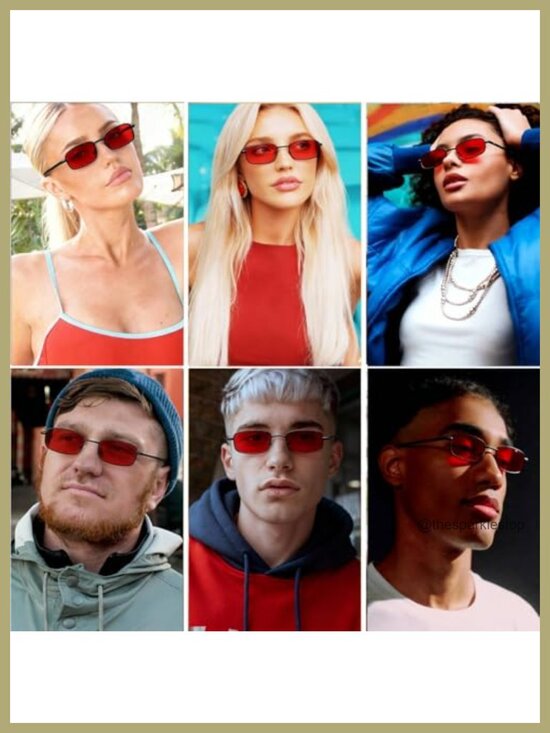 Retro Narrow Square Sunglasses Y2K 90s Style Metal Frame UV400 Protection main image 5
